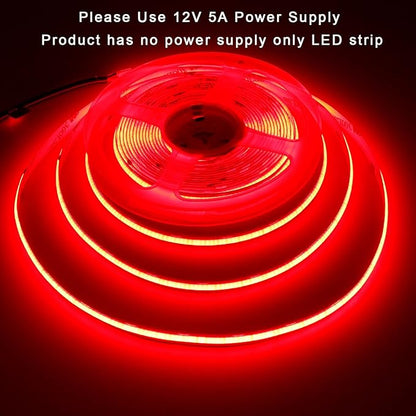 TOPAI 12V COB LED Strip Light Red 16.4ft Waterproof IP65 Dotless High Density 480LEDs/M Super Bright Cuttable Flexible LED Tape Light for Cabinet Home DIY Lighting Projects