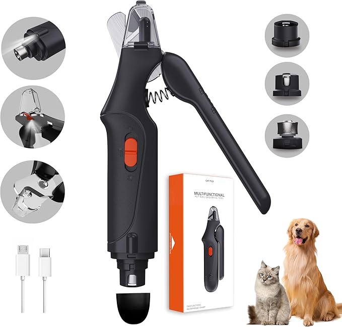 2-in-1 Dog Nail Clippers & Cat Nail Clippers Trimmers for Large Medium Small Dogs Cats Claw Trimmer Quick Sensor and Safety Guard USB Rechargeable with 2 LED Lights Dogs Nail Trimmer-Mewly Pet