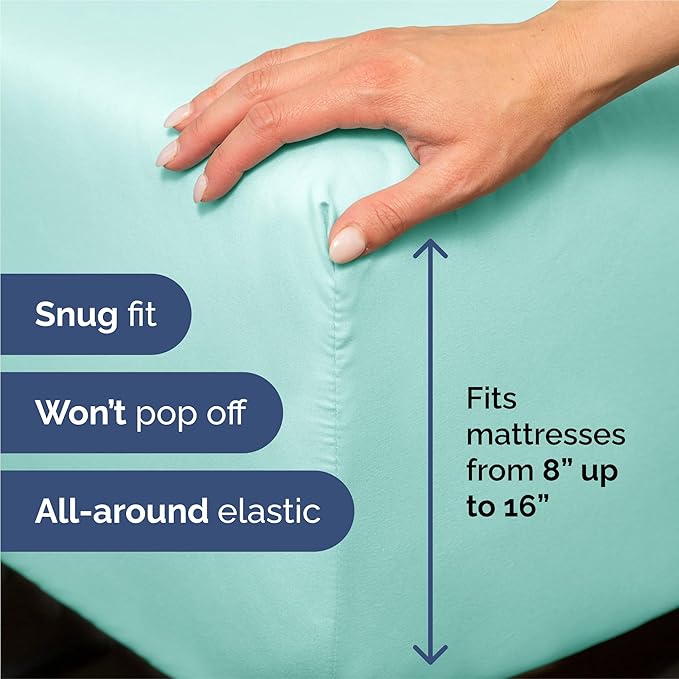 Split King 7 Piece Sheet Set - Comfy Breathable & Cooling - Soft Hotel Luxury Bedding Set with 8-16 Inch Deep Pockets - 1 Flat & 2 Fitted Sheet & 4 Pillowcases - Wrinkle Free & Easy Care - Spa Blue