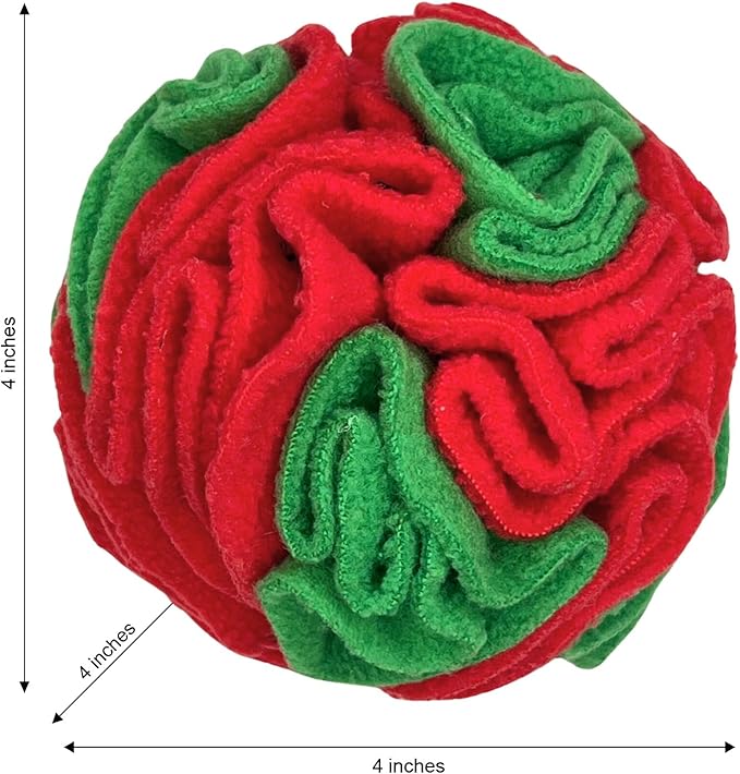 Puppy and Small Breed Snuffle Interactive Foraging Dog Puzzle Ball Toy Christmas Green and Red-Mewly Pet