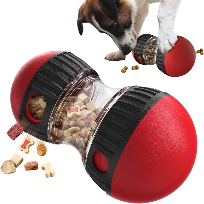 Dog Food Puzzle Toy Adjustable Treat Dispensing Food Dispenser Slow Feeder Bowls Puppy Enrichment Toy Ball Dog Interactive Chase Training Toys for Small Medium Large Dogs-Mewly Pet