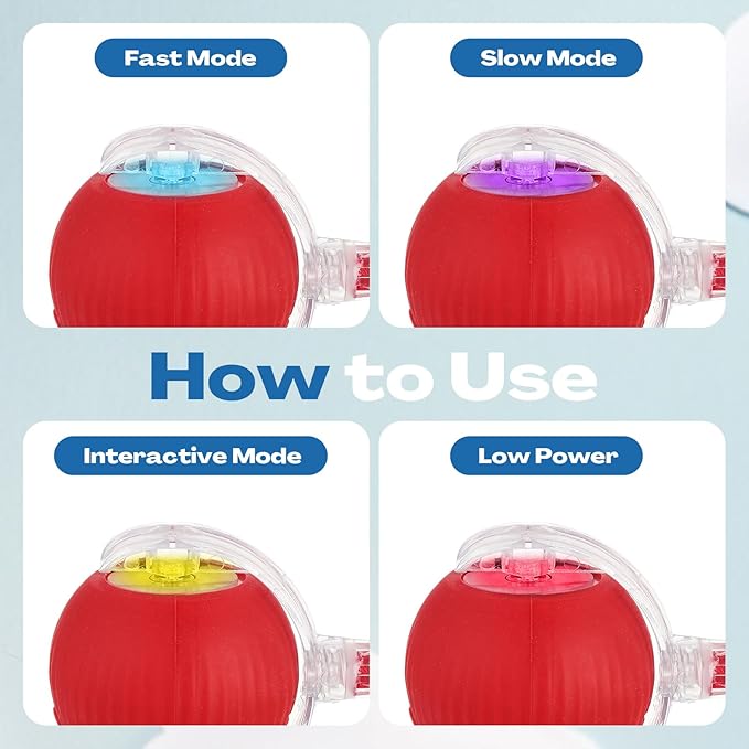 2 Pcs Interactive Rolling Cat Dog Toy Ball, Electric Cat Ball Toy Smart Automatic Self Rolling Dog Ball Toys, 360° Smart Rolling Ball Toy Electric Balls for Dog Cat (Red)-Mewly Pet