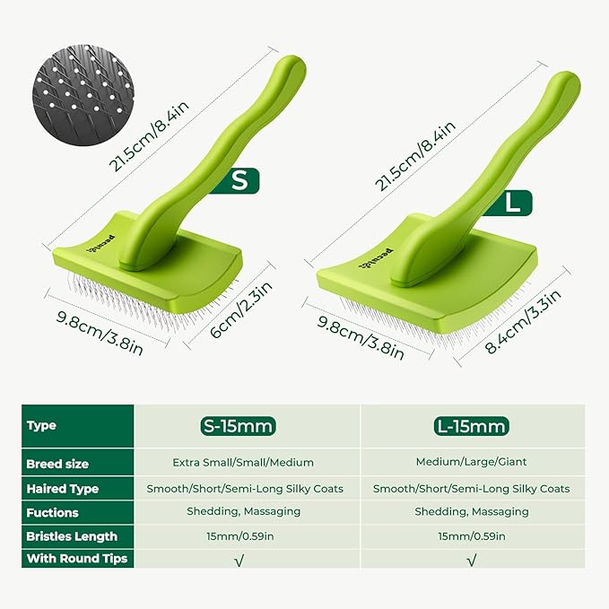 Pecute Slicker Brush for Dogs Cats with Air-Cushion and Soft Pins, Dog Brush for Shedding Massaging Grooming, Lightweight Cat Brush with Pet Comb, Gently Removes Loose Fur Undercoat-Mewly Pet