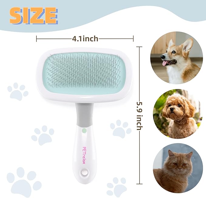 360°Rotating Dog and Cat Brush with Soft Pins Gentle Slicker Brush for Small Dogs Puppies Yorkies Poodles Cats Removes Loose Fur-Mewly Pet