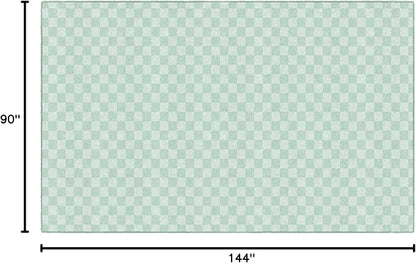 Flagship Carpets Schoolgirl Style Mint Checkerboard Educational Area Rug for Kids Room Seating Décor, Children's Classroom, Play Carpet for Teaching and Playroom, 7'6" x 12', Green