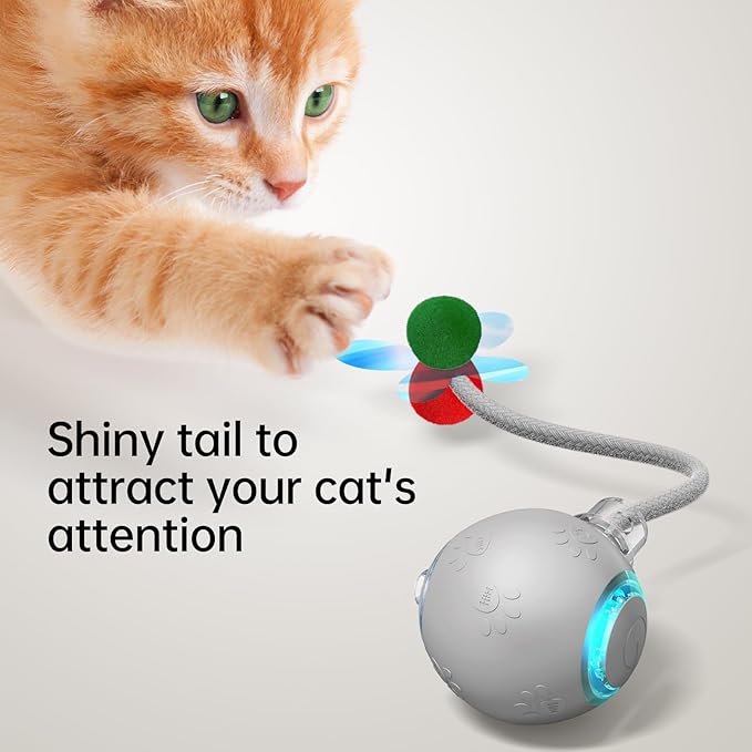 Interactive Cat Toys for Indoor Cats - Kitten Toy with Speedy Tail 2.0, Automatic Cat Toys for Bored Indoor Adult Cats, Motion-Activated, 2025 New Upgraded, USB Rechargeable (Grey)-Mewly Pet