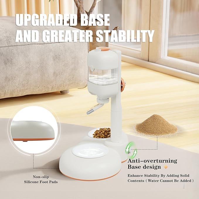 Pet Bowls with Weaning Bottles,3 in 1 Height Adjustable Water Dispenser for Dogs,15°Tilted Food Bowls for Small Dogs,Puppy Feeding,Pet Food Bowls for Cats,Rabbits,Ferrets-Mewly Pet