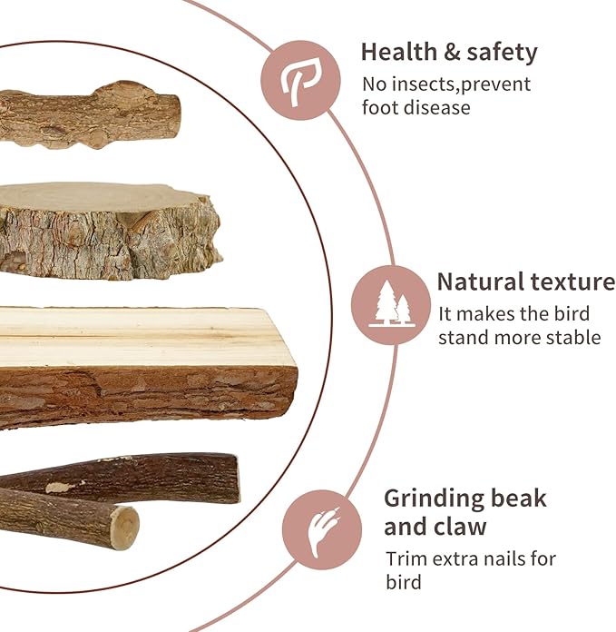 Bird Perches, 6pcs Natural Wood Birds Stand Branch, Bird Perch Chewing Stick Cage Accessories Parrot Climbing Standing Branches Paw Grinding Fork Sets for Parakeet Lovebirds Cockatiels-Mewly Pet