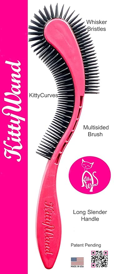 (Pink) Designed for Comfort, Created for Results. This innovative grooming brush features multi contoured bristles that gently adapt to your cats body for a stress-free brushing experience.-Mewly Pet