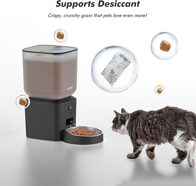 Automatic Dog Feeder - 8L/34 Cups Large Capacity Automatic Cat Food Dispenser with LCD Screen, Large Food Tray, Battery Operated, Timed Cat Feeder, Up to 50 Portions 6 Meals Per Day, Keeps Fresh-Mewly Pet