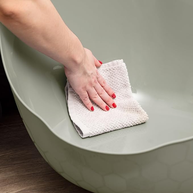 IRIS USA Cat Litter Box with High Walls and Handles, Made with Flexible Plastic, Sage Green-Mewly Pet