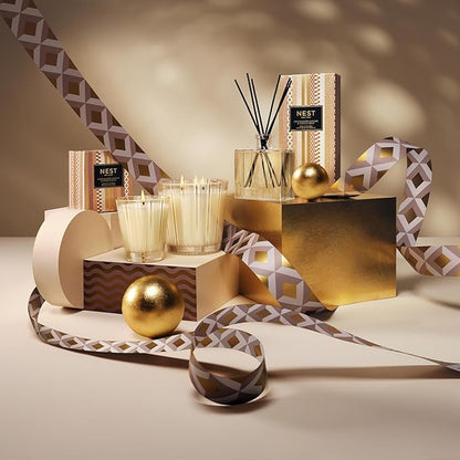 NEST New York Reed Diffuser, Crystallized Ginger & Vanilla Bean - 5.9 fl oz - Fragrance for Up to 90 Days - Reusable, Refillable Glass Holder - Includes 8 All-Natural Reed Sticks - Flame Free