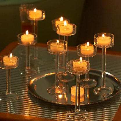 Tealight Candle Holder, Glass Candle Holder, Clear Wedding Hurricane Tall Elegant Ideal for Dining Party Home Decor Party Table Settings Gifts, 6 Pcs