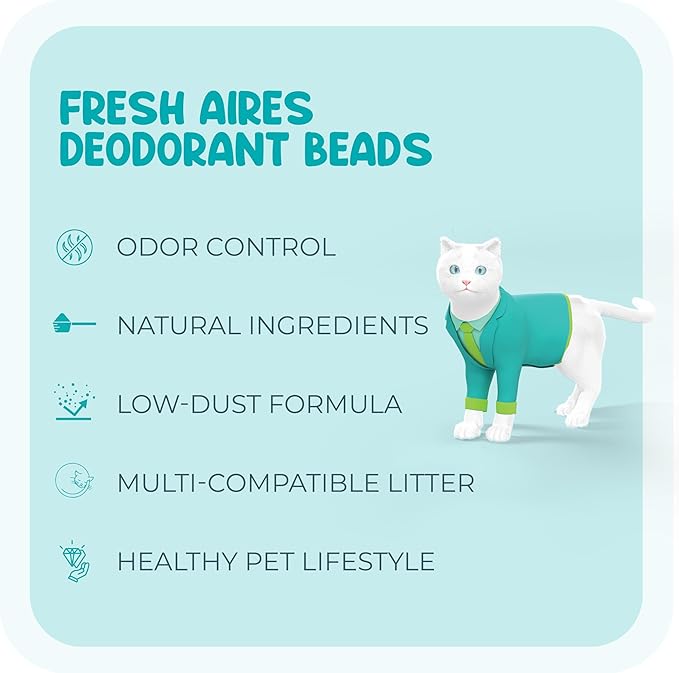 Deodorant Beads - Area Deodorizer for Cat Litter Boxes, Low-Dust, Non-Toxic, Superior Odor Control, Pet-Safe, Cleaner Air-Mewly Pet