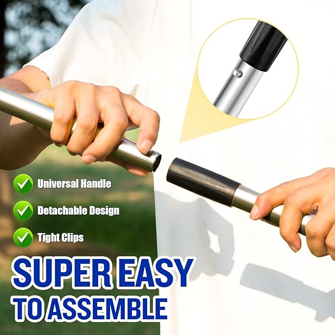 Dog Pooper Scooper for Large Dogs, 3 Pack Adjustable Long Handle Metal Tray, Rake and Spade Poop Scoop with Bin for Pet Waste Removal, No Bending Clean Up for Medium and Large Dogs-Mewly Pet