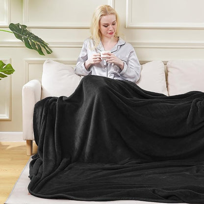 HOZY Soft Blanket Queen Size Fleece Warm Fuzzy Throw Blankets for The Bed Sofa Lightweight 350GSM Charcoal Grey 90"*90"