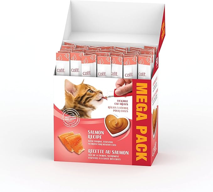 Catit Creamy Lickable Cat Treat, Healthy Cat Treat, Salmon, 50 Pack-Mewly Pet