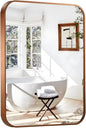 16"x20" Brushed Bronze Bathroom Mirror for Wall, Rounded Rectangle Mirror with Brown Metal Frame Hanging for Bathroom Entryway Vanity,Living Room,Bedroom,Vertical or Horizontal