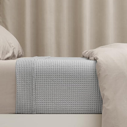 PHF 100% Cotton Waffle Weave Blanket Twin Size for Bed,Snag Proof Lightweight Breathable Moisture-Wicking Throw for Couch,Great for Layering in Cold Weather,Machine Washable,Home Decor Gift-Light Grey
