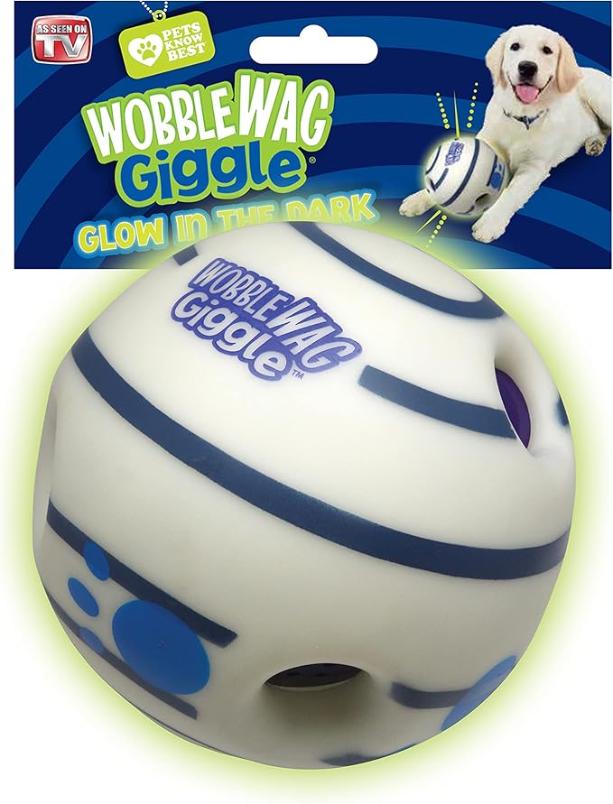 Wobble Wag Giggle Glow in The Dark | Rolling Enrichment Toy for Playtime, Interactive Play for Indoor or Outdoor, Keeps Dogs & Puppies Large, Medium or Small Busy & Moving, As Seen on TV | Pack of 1-Mewly Pet