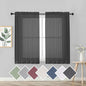 OVZME 45 Inches Length Black Sheer Curtains for Small Windows Rod Pocket 2 Panels Set, Lightweight & Breathable & Soft Touching Voile Panels for Kitchen, Each 42" Wx45 L, Black