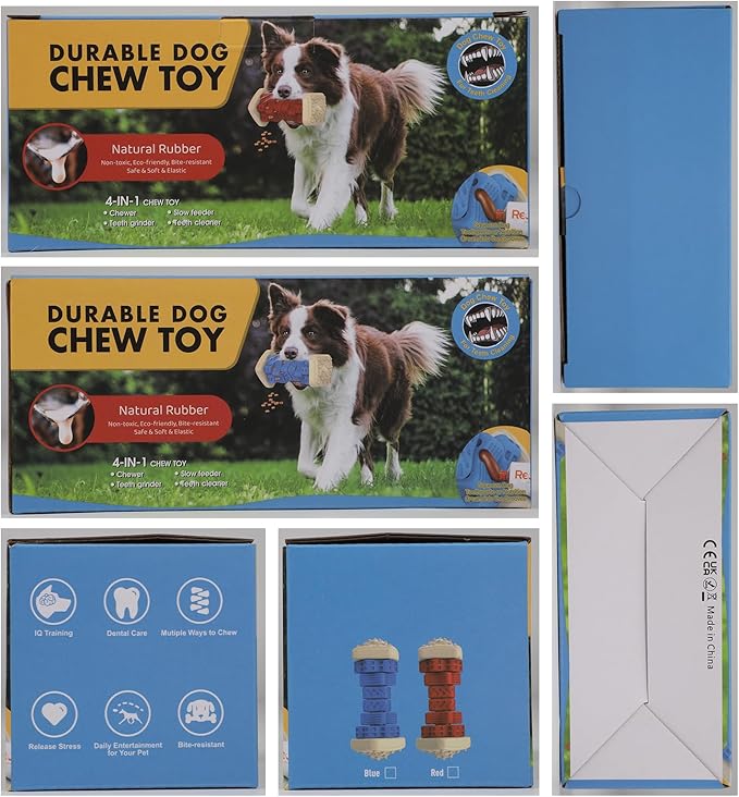 Pceotllar Indestructible Dog Chew Toys, Interactive Puzzle Toys with Beef Flavor, Safe Rubber for Aggressive Chewers - Large, Medium, Small Dogs - Green-Mewly Pet