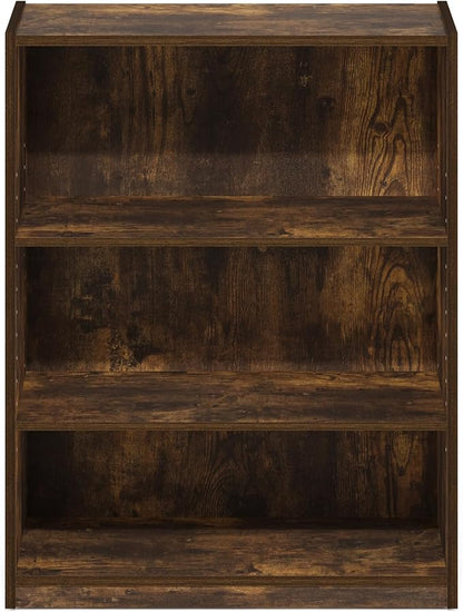 Furinno GEHRY Book Shelf, 3-Tier Bookshelf, Bookcase with Adjustable Shelves, 11.6 x 24.8 x 31.6, for Living Room, Bedroom, Home Office, Amber Pine