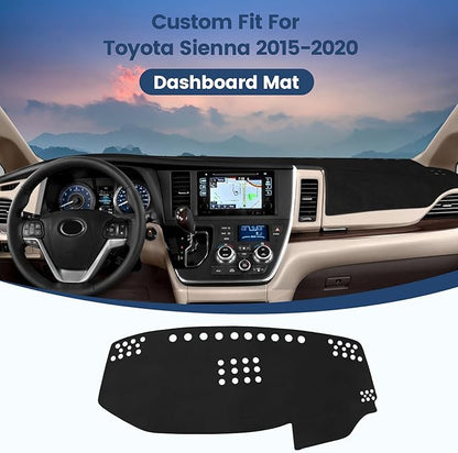 Dashboard Cover Mat Custom Fit for 2015 2016 2017 2018 2019 2020 Toyota Sienna Dash Cover Nonslip Dash Mat Protector Sunshade No Glare Black