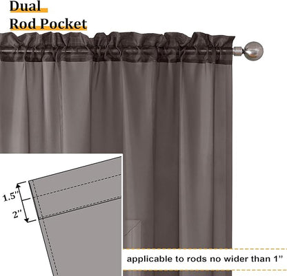 Aiyufeng Chocolate Brown Sheer Curtains 96 Inches Long 2 Panels, Solid Voile Rod Pockets Stylish Breathable Drapes Window Treatment for Kid's Room/Bedroom/Living Room, 42W x 96L, Chocolate Brown