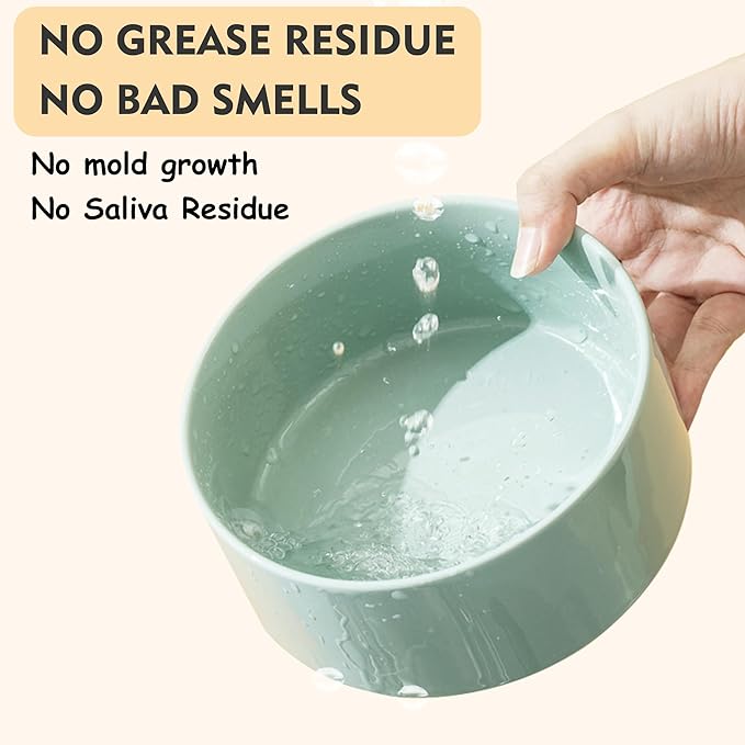 Wordcam Elevated Ceramic Dog Bowls,Raised Dog Dish with Stand,Pet Food and Water Feeding Bowls for Small Medium Dogs(6.5''Tall-28 Oz-3.6 Cups)-Mewly Pet