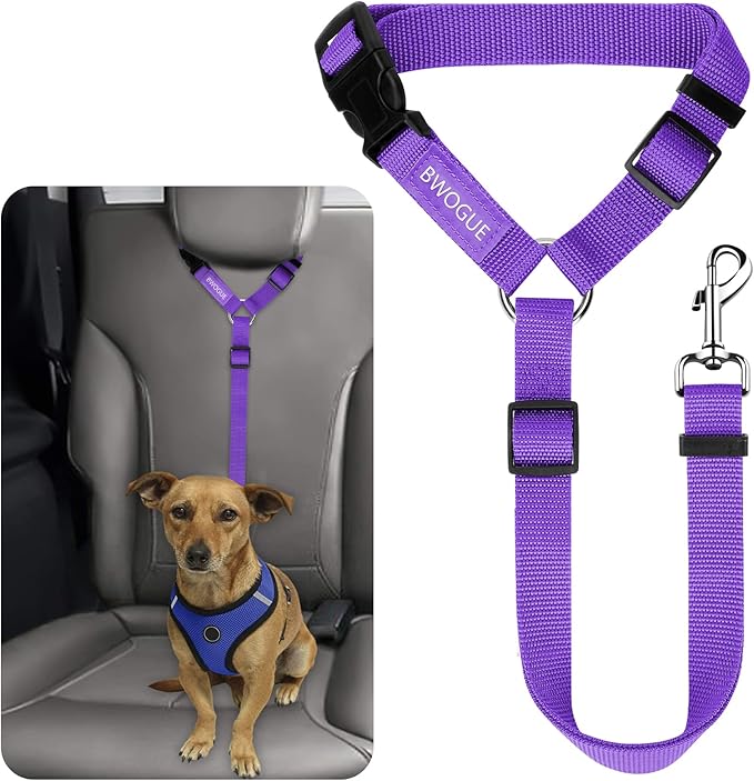 BWOGUE Pet Dog Cat Seat Belts, Car Headrest Restraint Adjustable Safety Leads Vehicle Seatbelt Harness (1 Pack)-Mewly Pet