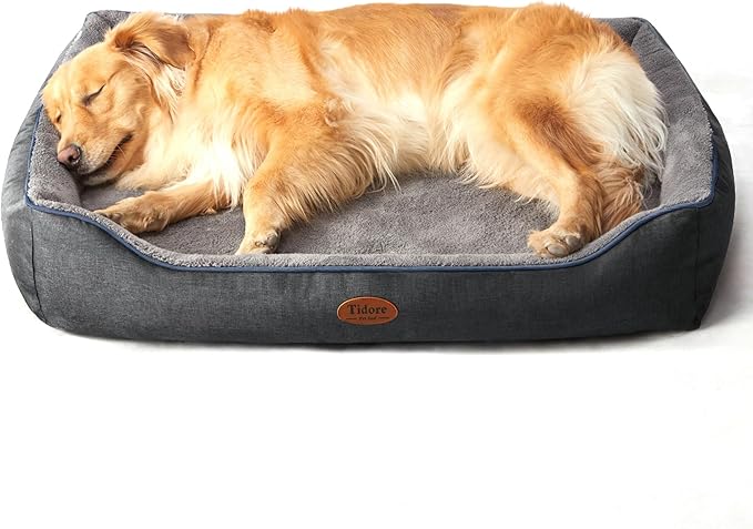 Orthopedic Dog Beds for Medium Dogs, Durable Egg Crate Foam Sofa Dog Bed wit Washable Removable Cover,Waterproof Lining,Pet Bed for Large Dogs (Dark Grey-Velvet, 39.4" L x 31.5" W x 7.4" Th)-Mewly Pet