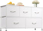 WLIVE Dresser for Bedroom with 5 Drawers, Wide Chest of Drawers, Fabric Dresser, Storage Organization Unit with Fabric Bins for Closet, Living Room, Hallway, White