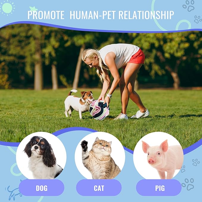 Pet Snuffle Ball, Puzzle Sniffing Interactive Dog Ball for Blind Dogs Training Stress Relief Dog Enrichment Toys Treat Machine Washable (15cm, Classic Pink Blue White)-Mewly Pet