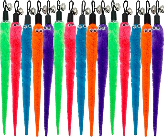 Cat Worm Toy Refills, 15 Pieces Cat Wand Attachments Worms Toy for Indoor Cats-Mewly Pet