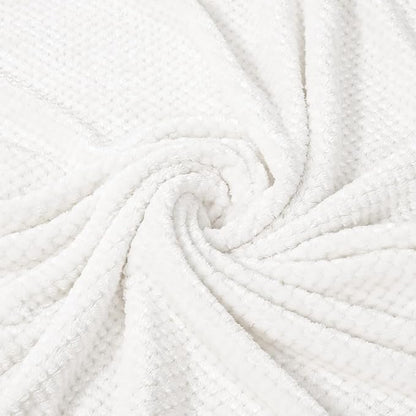 Exclusivo Mezcla Fleece Throw Blanket Extra Large, Super Soft and Warm Blankets for Couch, Sofa and Bed Waffle Textured, Cozy, Fuzzy and Lightweight (Off White, 50x70 Inches)