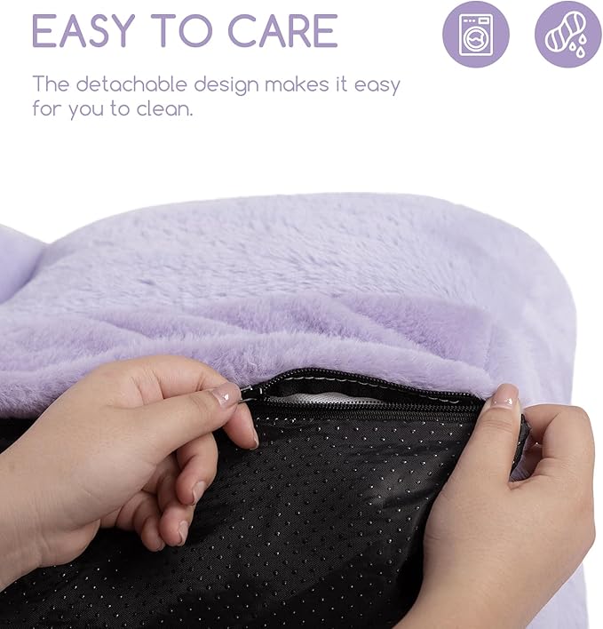 Hollypet Fluffy Plush Pet Cat Couch Sofa Soft Calming Pet Dog Sofa Beds for Medium Small Cats and Dogs, Light Purple-Mewly Pet