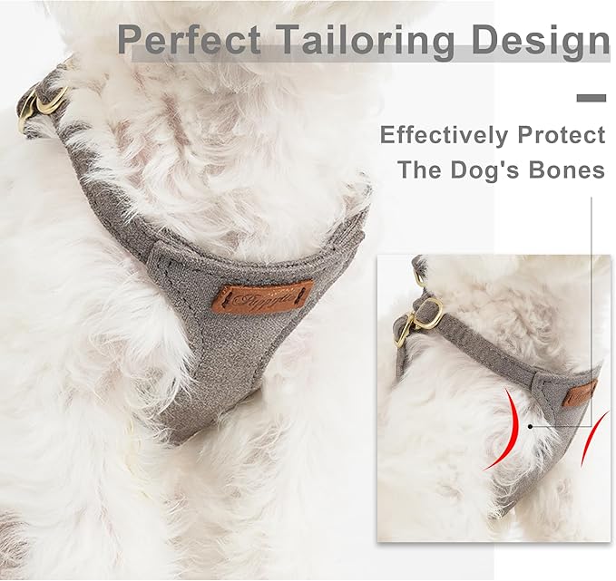 Puppytie No Pull xs Dog Harness with Multifunction Dog Leash,Soft Adjustable No Choke Escape Proof Pet Harness Vest,Silver Grey,XS-Mewly Pet