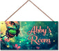 Personalized Butterfly Sign Flowers Painting Art Décor For Kids Room Custom Name Door Wall Decor, Floral Nursery Art Plate For Boys Room Girls Bedroom