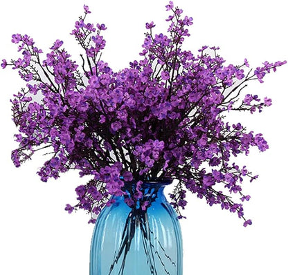 JAKY-Global Babys Breath Fabric Cloth Artificial Flowers 6 Bundle European Fake Silk Plants Decor Wedding Party Decoration Bouquets Real Touch DIY Home Garden(Purple)