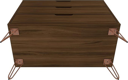 Manhattan Comfort Rockefeller 3 Drawer Dresser for Bedroom Storage, Nursery, Closet, Living Room, Entryway, TV Stand for Screens up to 32 Inches, Anti-Tip Kit Included, Set of 2, Brown