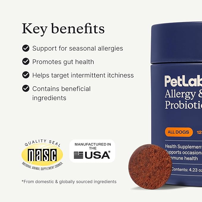 PetLab Co. Allergy & Immune Probiotics for Dogs, Support Seasonal Allergies, Gut & Digestive Health - Pork Flavor - 30 Soft Chews - Packaging May Vary-Mewly Pet