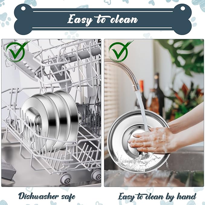 Zopeal 6 Pcs Puppy Food Bowls 11.8" Stainless Steel Puppy Feeding Bowl Dog Food Water Bowls, Weaning Feeder for Litters, Small Medium Large Dogs, Pets-Mewly Pet