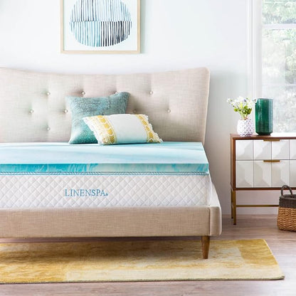 Linenspa 2 Inch Gel Swirl Memory Foam Mattress Topper with Machine-Washable-Cover