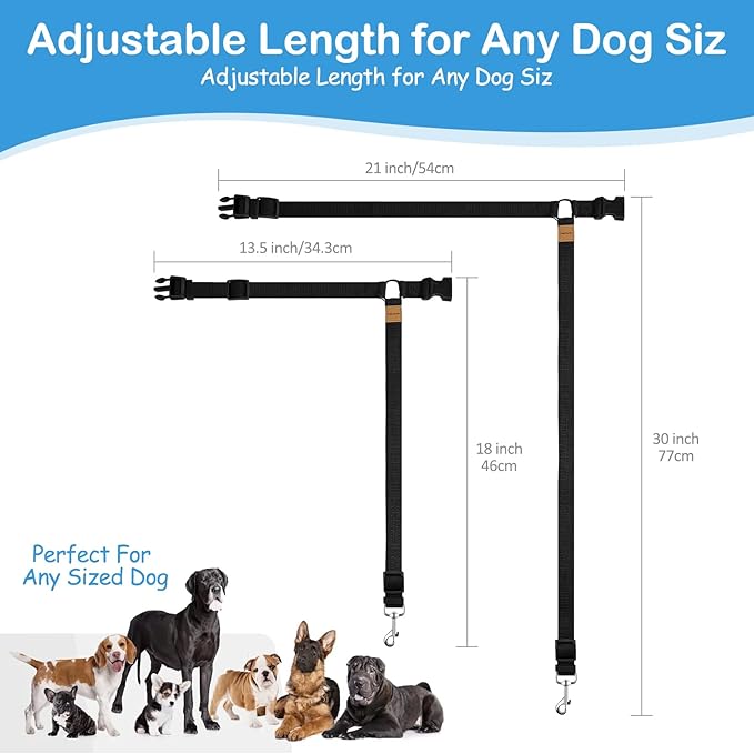 3 Pack Dog Seat Belt for Car, Car Headrest Restraint Adjustable Nylon Fabric, Dog Restraints Vehicle Seatbelts Harness (Black & Red & Purple)-Mewly Pet