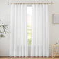 RYB HOME White Curtains & Drapes - Linen Textured Semi Sheer Curtains Privacy Panels for Living Room Bedroom Dining Bathroom Farmhouse Large Window Decor, W 70 x L 63, 2 Pcs