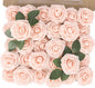 MACTING Artificial Flower Roses 30PCS Real Touch Fake Flowers with Stem Champagne Foam Roses for DIY Wedding Flower Bouquet Table Centerpieces Party Baby Shower Home Spring Mothers Day Decorations