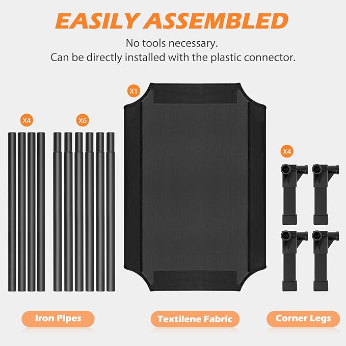 Heeyoo Elevated Dog Bed, Cooling Raised Pet Cot with Chew Proof Washable Breathable Mesh and Metal Frame, Portable Dog Cot Bed with No-Slip Feet for Outdoor or Indoor Use-Mewly Pet