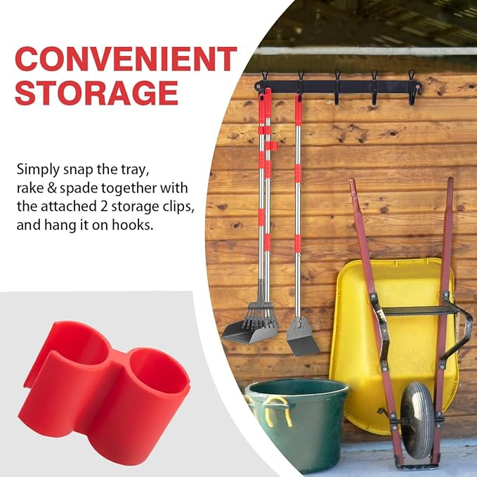 Pooper Scooper, Long Handle Dog Pooper Scooper, Heavy Duty Stainless Steel Rake with Tray & Spade Set for Pet Waste Removal, for Grass, Dirt or Gravel-Mewly Pet