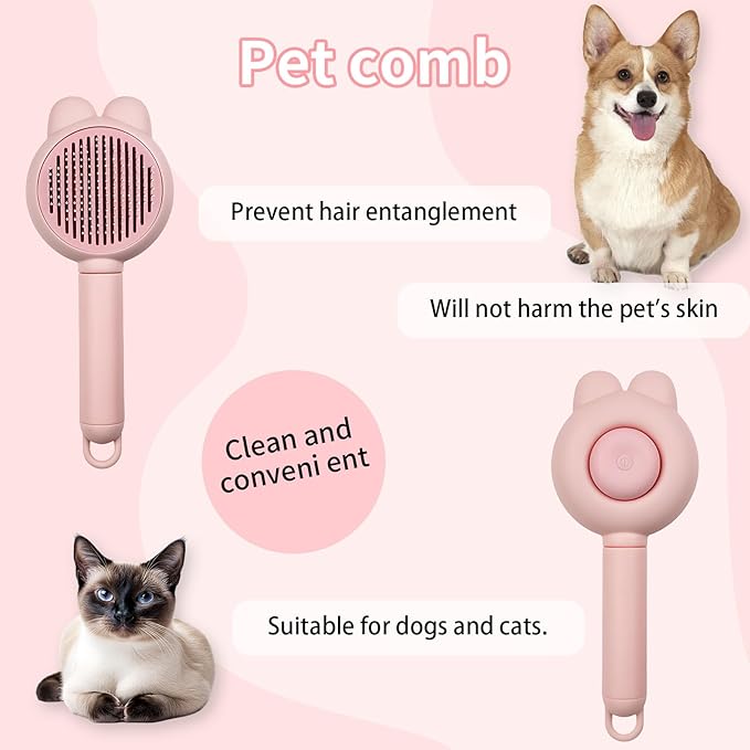 Zoocozy Cat Brush for Shedding, Dog Deshedding Brush, Pet Hair Removal Tool for Puppy Pitten(Pink)-Mewly Pet